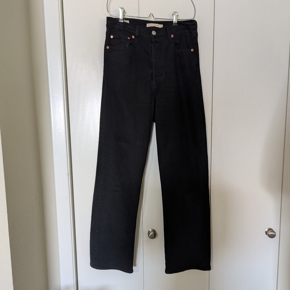 Levis Ribcage Straight Ankle Jeans Size 28 Black